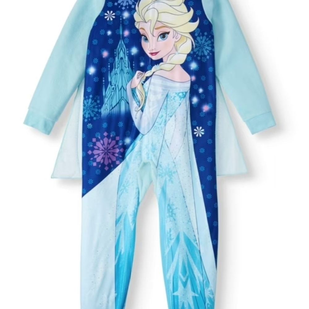 Disney Frozen Girls Size 4-5 Blue Footless Pajamas